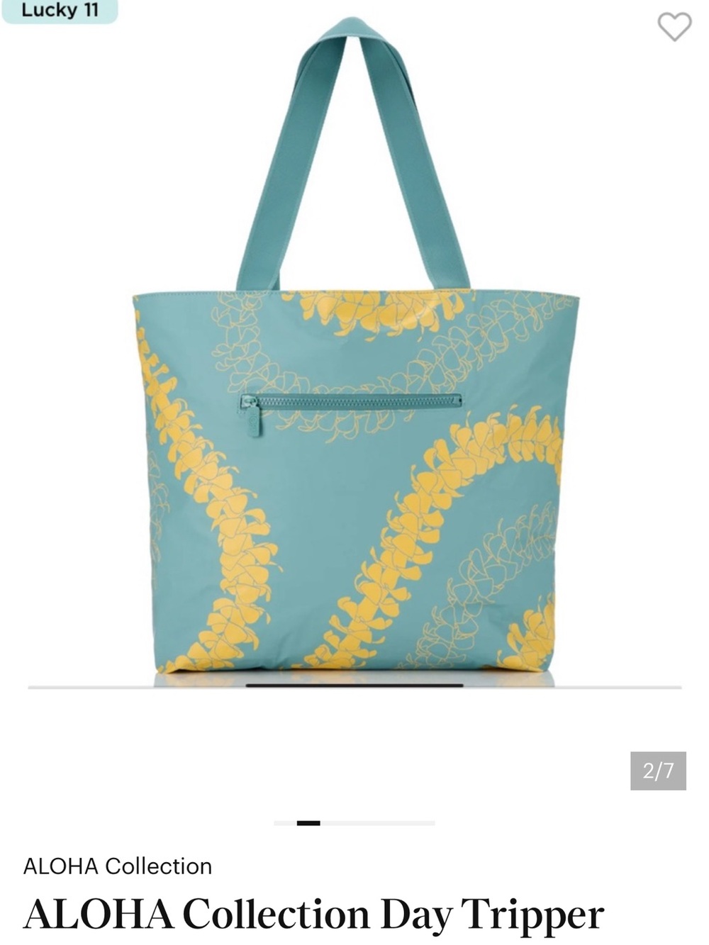 NWT Lucky 11 Limited ALOHA Collection Teal Tote with Yellow Lei Print